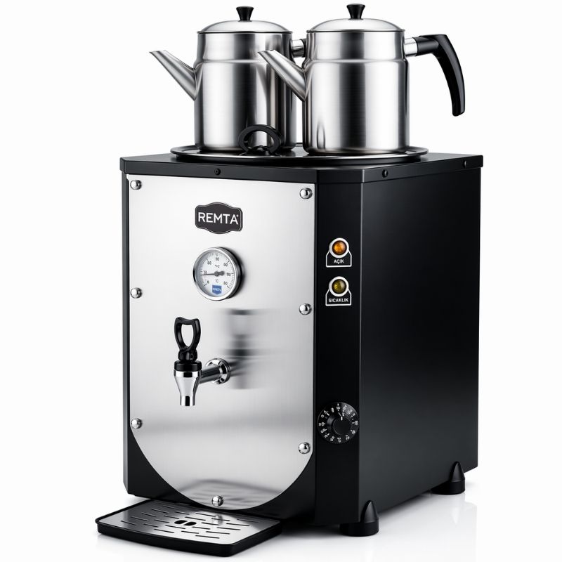 Remta DE11L 2 Demlikli Jumbo Çay Makinesi Led Işıklı 23 Litre Siyah