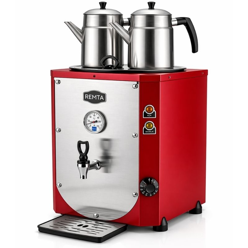 Remta DE11L 2 Demlikli Jumbo Çay Makinesi Led Işıklı 23 Litre Kırmızı
