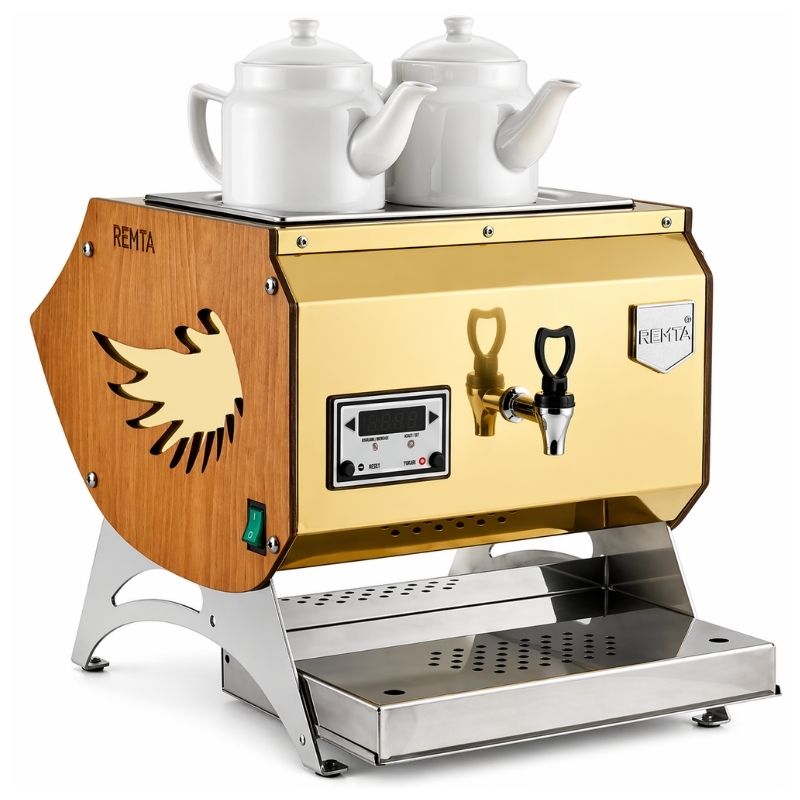 Remta DE30 2 Demlikli Angel Model Çay Makinesi Şamandıralı Elektrikli Gold 8.5 Litre
