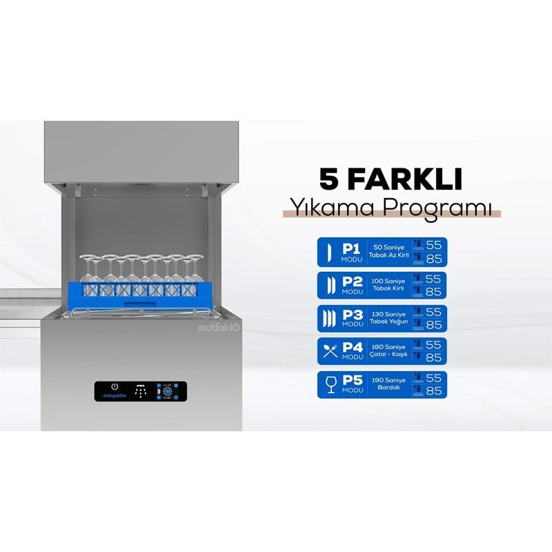 Öztiryakiler OBM 1080 Touch Hood-Type Dishwasher, Digital Complete Set