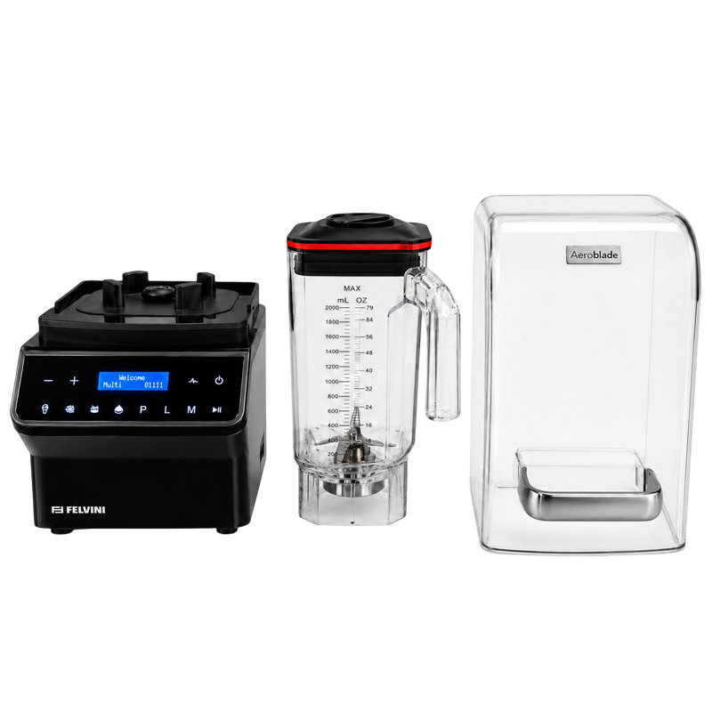 Felvini AeroBlade Dijital Bar Blender Gürültü Önleyici Kapaklı 2 Litre 1800 W Siyah