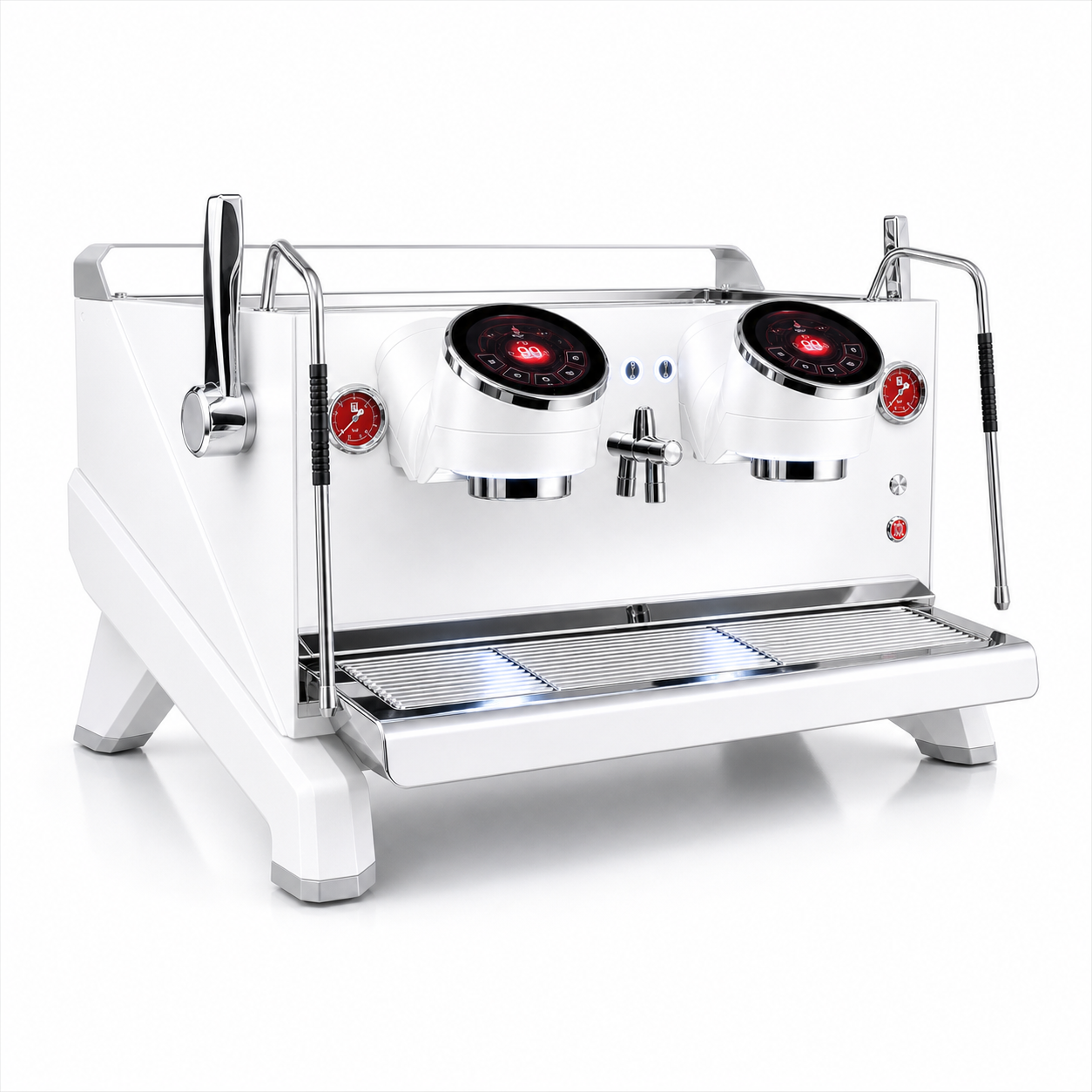 Felvini Raptor Tam Otomatik Espresso Kahve Makinesi Yüksek Kaşık T3 Multi-Boiler PID Kontrollü 2 Gruplu Beyaz