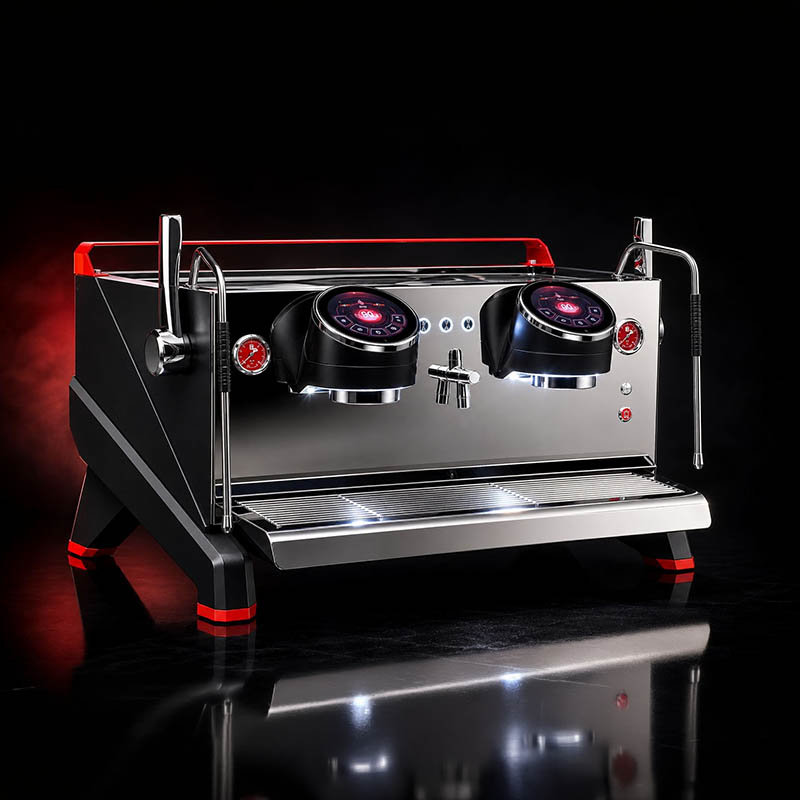 Felvini Raptor ماكينة قهوة إسبريسو أوتوماتيكية بالكامل، مجموعة مرتفعة، T3 متعددة الغلايات، تحكم PID، مجموعتان، لون أسود