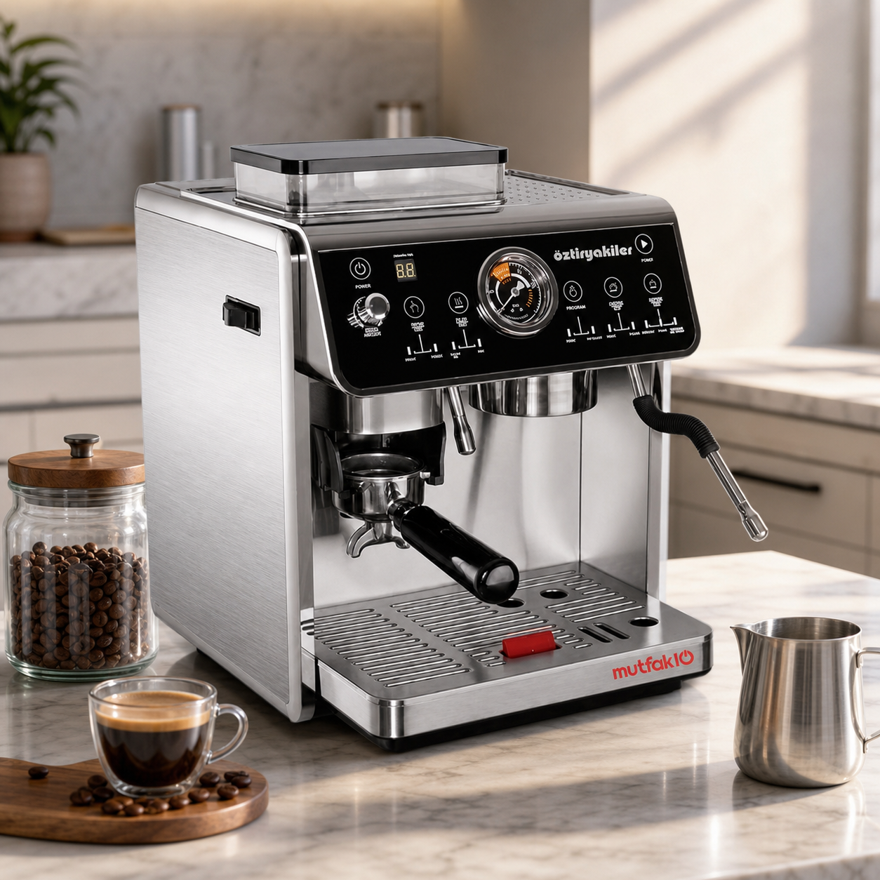 Öztiryakiler Mini Barista Ev tipi Öğütücülü Espresso Kahve Makinesi Pid Çift Kazan