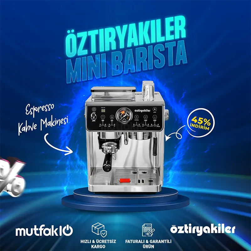 Öztiryakiler Mini Barista Ev tipi Öğütücülü Espresso Kahve Makinesi Pid Çift Kazan