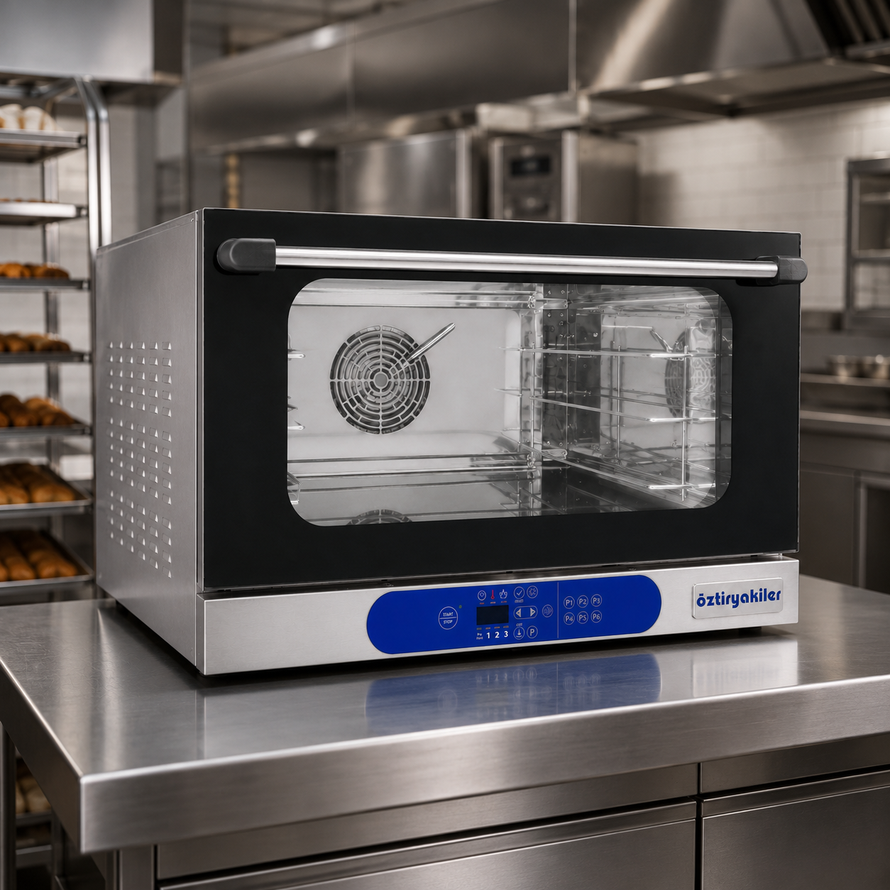 Öztiryakiler 3 Tepsi Kapasiteli 40x60 Cm Patisserie Elektrikli Dijital Pastane Fırını, 220 V OKFBE 40603
