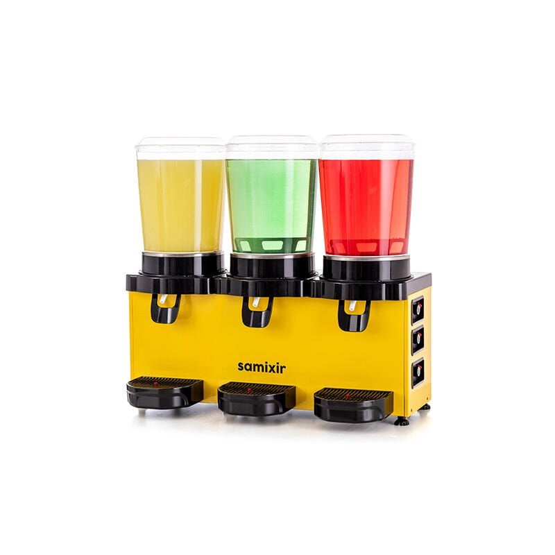 Samixir MMM30 Panaromik Triple Soğuk İçecek Dispenseri, 10 L+10 L+10 L, Sarı