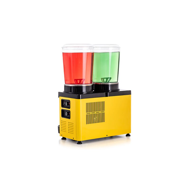 Samixir MM20 Panoramic Twin Cold Beverage Dispenser, 10 L+10 L, Yellow
