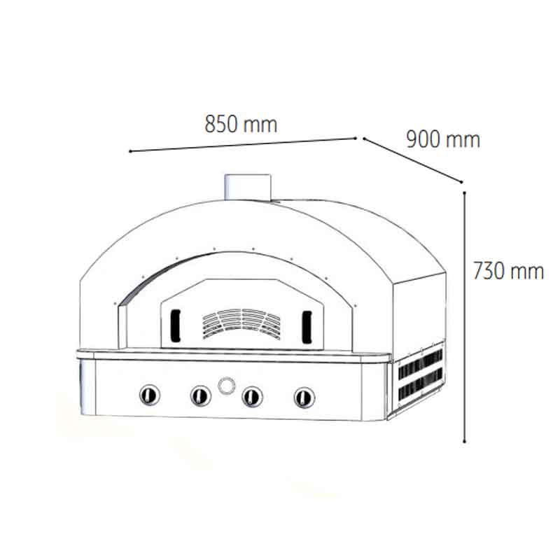 Venarro DYF-6060 Pizza Ve Pide Fırını, Kırmızı, 60x60 Cm, Gazlı