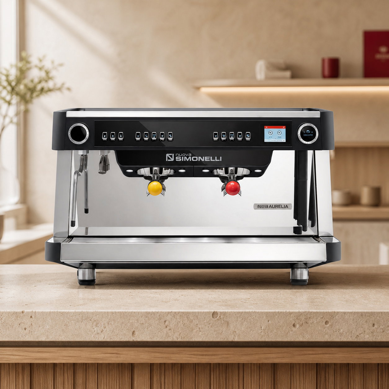 Nuova Simonelli Nuova Aurelia MP Otomatik Dozaj Ayarlı Multiboiler Espresso Kahve Makinesi 2 Gruplu Siyah